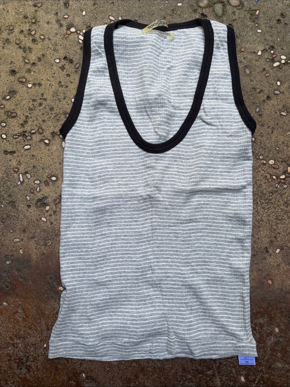Toggery Striped Tank Top in grey and Black Trim